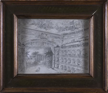 Ignoto 'Rappresentazione alla Scala' disegno a matita (cm 21x27,5) firmato a...