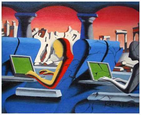 MARK KOSTABI Los Angeles (USA) 1960 Commuter virus 2006 Olio su tela 25 x 30....