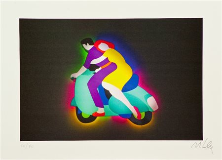 Marco Lodola (Dorno (Pv) 1955) LOTTO UNICO DI DUE OPERE - "Vespa", Litografia...