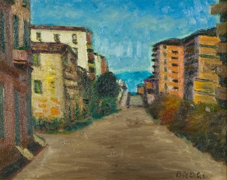 Gino Brogi (Prato 1902 - 1989) STRADA Olio su tela, cm. 40x50 Firmato in...