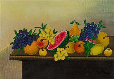 Costanzo Mantovani TAVOLO CON FRUTTA, 2007 Acrilico su tela, cm. 50x70...