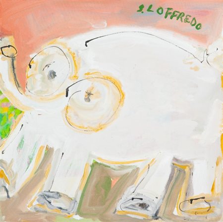 Silvio Loffredo (Parigi 1920) ELEFANTE Olio su tela, cm. 50x50 Firmato in...