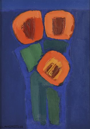 MATTANA JEAN LOUIS Francia 1921-1990 Fiori 1968 olio su tela 46x33 firma e...