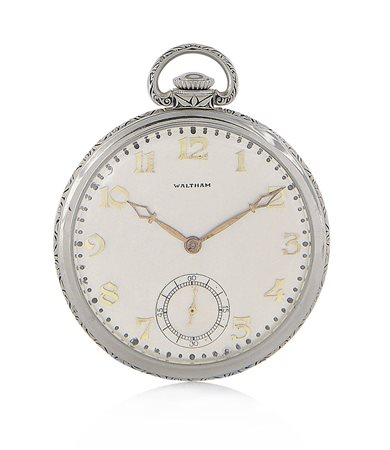 WALTHAMWALTHAM ANNI '40. C. in oro bianco 14 kt con carrura incisa a volute....