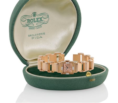 ROLEXROLEX PRECISION LADY ANNI '40.C. carrè in oro rosa 18 kt con brillanti...