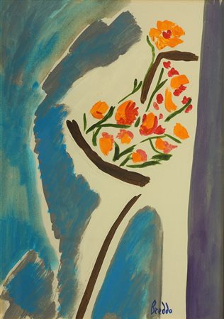 BREDDO GASTONE Padova 1915 - 1991 "Fiori" 70x50 olio su tela Opera firmata in...