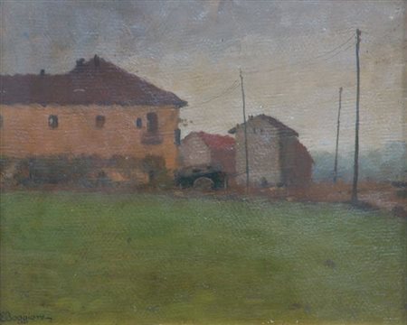 BOGGIONE ENRICO Torino 1889 - 1985 "Paesaggio di campagna" 23,5x28,5 olio su...