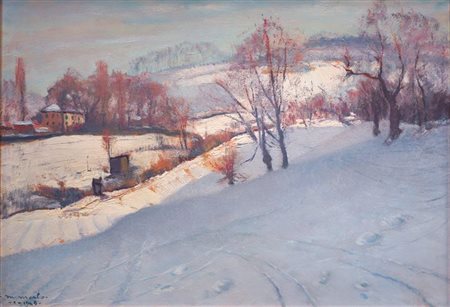 MERLO METELLO Milano 1886 - 1964 Torino "Val Piana" gennaio 1945 50x70 olio...