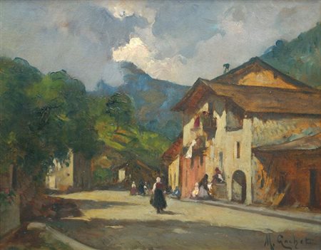 GACHET MARIO Torino 1879 - 1981 "Paesaggio" 34,5x44,5 olio su tavoletta Opera...