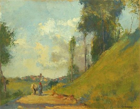 GARIAZZO PIER ANTONIO Torino 1879-1964 "Paesaggio di campagna" 35x45 olio su...