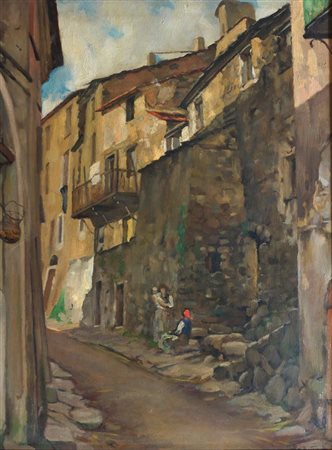 BETTINELLI MARIO GIUSEPPE Treviglio 1880 - 1953 Milano "Case di paese con...