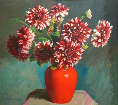 BOZINO ATTILIO Sostegno (VC) 1890 - 1973 Torino "Vaso di fiori" 1943 70x79...