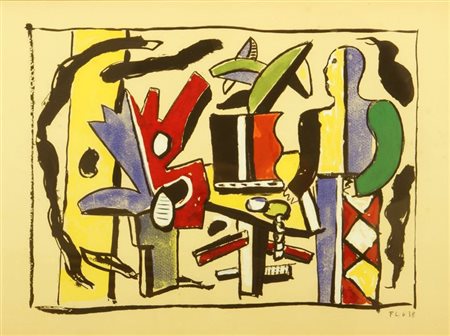 LEGER FERNAND Argentan (F) 1881 - 1955 Gif-sur-Yvette (F) "Composizione"...