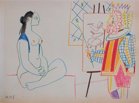 PICASSO PABLO E 1881 - 1973 F "Il pittore e la modella" 26x35 litografia a...