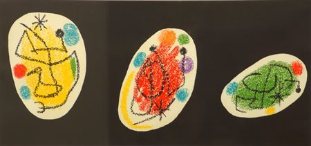 MIRO' JOAN E 1893 - 1983 "Composizione a tre" 31x69,5 litografia a colori...