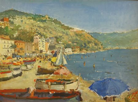 MARCHINI PAOLO ALBERTO Torino 1929 - 1977 "Laigueglia" 1967 30x40 olio su...