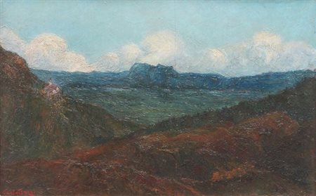 BAZZI CARLO Torino 1875 - 1947 Milano "Paesaggio montano" 34,5x55 olio su...