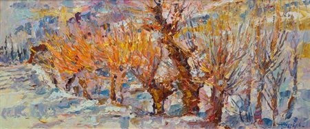 GALLO BEPPE Castagnole Lanze (AT) 1942 "Langa - Salici nella neve" 2007 30x70...