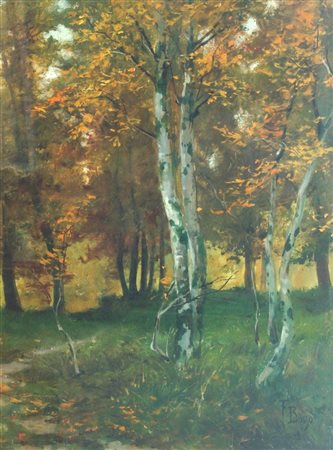 BOSSO FRANCESCO Vercelli 1864 - 1933 Torino "Autunno" 1908 37,5x27,5 olio su...