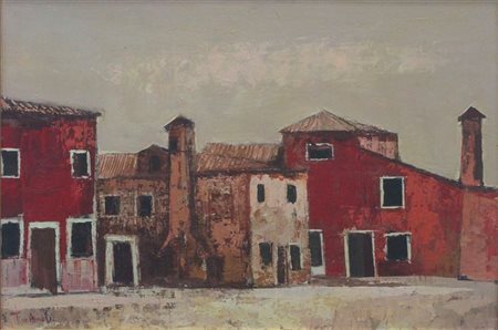 AIME TINO Cuneo 1931 "Burano" 1972 50x70 olio su tavola Opera firmata e...