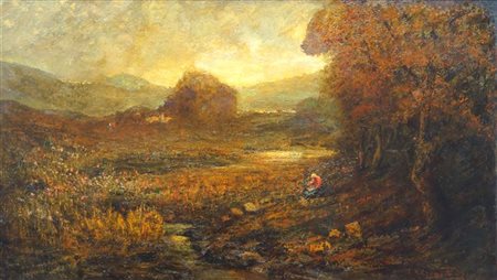 MITI ZANETTI GIUSEPPE Modena 1859 - 1929 Milano "Autunno" 1920 73x134 olio su...