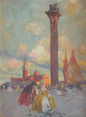 SORMANI GIAN LUCIANO Legnago (VR) 1867 - 1938 "Carnevale a Venezia" 40x30...