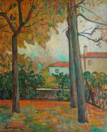 MARUSSIG PIETRO Trieste 1879 - 1937 Pavia "Casolari tra gli alberi" 1924...