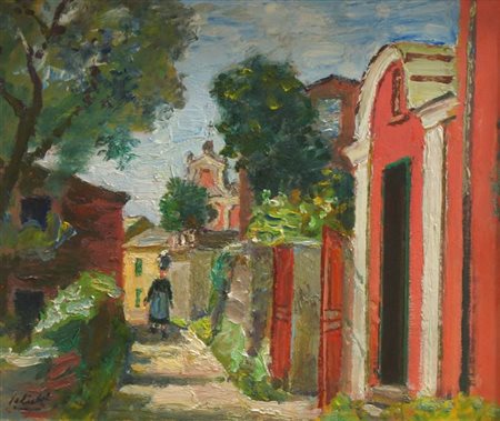 SALIETTI ALBERTO Ravenna 1892 - 1961 Chiavari (GE) "Strada di paese con...