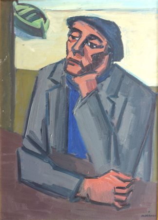 MORANDO PIETRO Alessandria 1892 - 1980 "Il pescatore" 1948 70x50 olio su tela...