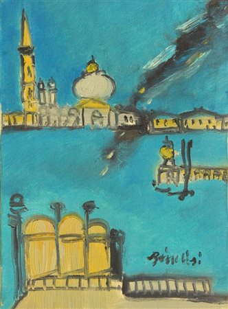 BRINDISI REMO Roma 1918 - 1996 Milano "Venezia" 40x30 olio su tela Opera...