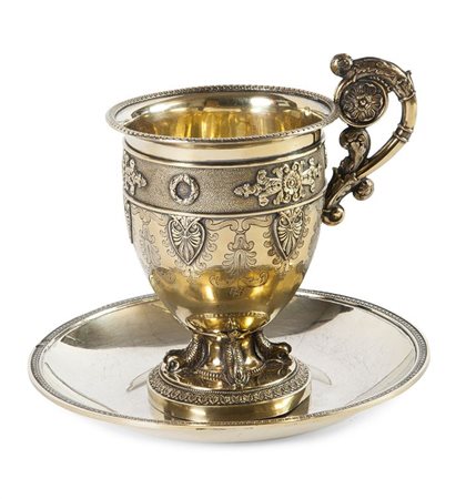 TAZZA DELLA PUERPERA CON PIATTINO Peso gr 472 Parigi 1819-1838, primo titolo...