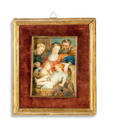 MINIATURA Da Rubens, Madonna del basket 10,5x7,7 miniatura su avorio