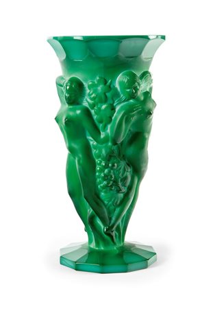 HOFFMANN HEINRICH "Tre baccanti" 1933/39 H. cm 22, diam. 11,5 vaso in vetro...