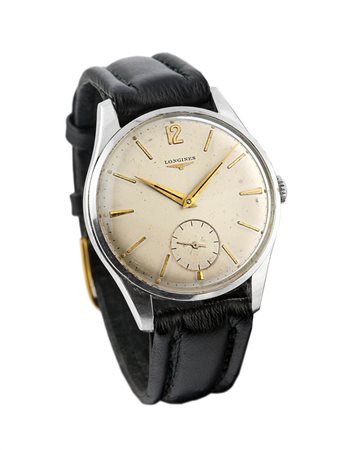 LONGINES Solo tempo, anni '60 Diam 35 Cassa in acciaio in tre corpi Quadrante...