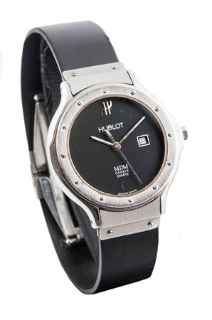 HUBLOT Solo tempo, anni '90 Diam 34 Cassa in tre parti, in acciaio, con...