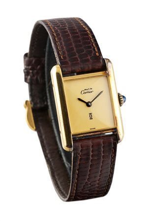 CARTIER Mod. "Tank vermeil" anni '80 29x21 Cassa in due parti in argento...