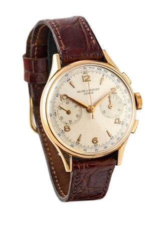 BAUME & MERCIER Cronografo a due contatori, anni '50 Diam. 36 Cassa in oro...