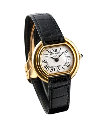 CARTIER Mod. "Vendome", anni '80 Diam. 28 Cassa in oro in due parti....