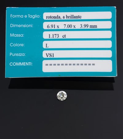 DIAMANTE IN CARTINA taglio brillante di ct 1,173 colore L , purezza VS1...