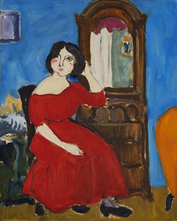 Domenico Cantatore (Ruvo Di Puglia 1906 - Parigi 1998) - "Ragazza in rosso"...