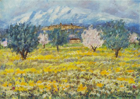 Michele Cascella (Ortona 1892 - Milano 1989) - "Paesaggio" olio su tela, cm...