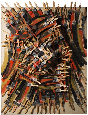 Arman (Nizza 1928 - New York 2005) - "Underlined" 1996 acrilico, sedia rotta...