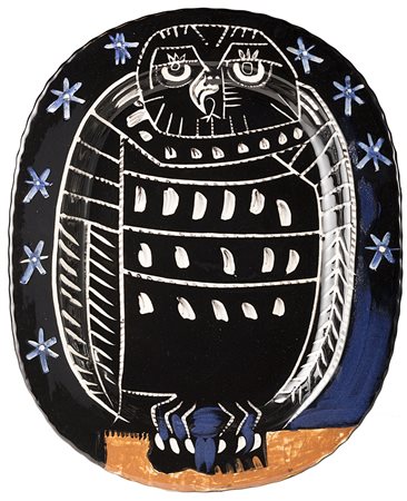 Pablo Picasso (Malaga 1881 - Mougins 1973) - "Hibou brillant" 1955 piatto in...