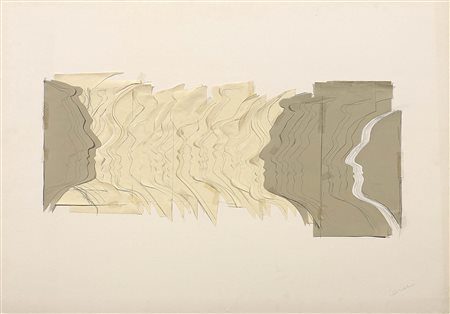 Mario Ceroli Castelfrentano (Ch) 1938 Profili Collage e tecnica mista su...