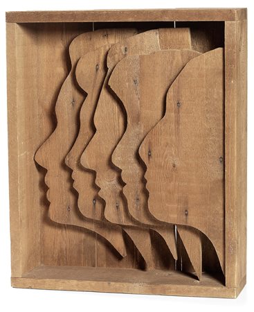 Mario Ceroli Castelfrentano (Ch) 1938 Profili Scultura in legno, cm....