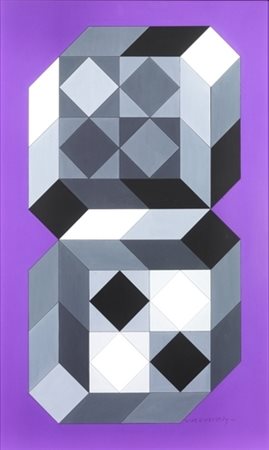 Victor Vasarely (Pecs 1908 - Parigi 1997) TRIDIM - SURK acrlico su tavola, cm...