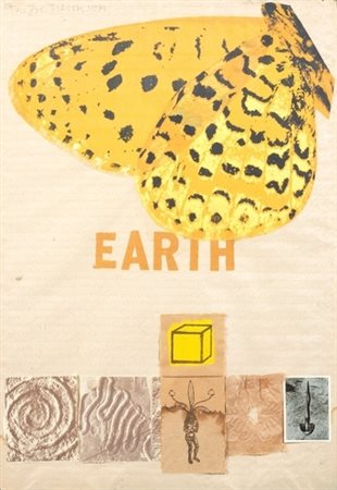 Joe Tilson (Londra 1928) EARTH litografia e collage, cm 105x73; es. 54/70...