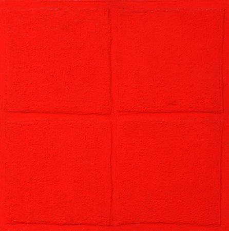 BERNARD AUBERTIN 1934 " Monochrome rouge, tissu eponge ", 1962/1982 Acrilico...