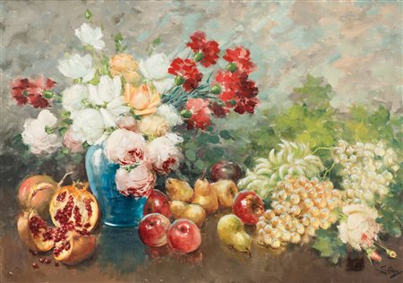 Giuseppe Alberto Cocco (Chieti, 1879 - Napoli, 1963) Fiori e frutti su un...