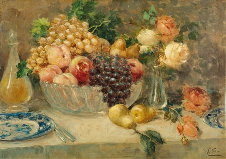 Giuseppe Alberto Cocco (Chieti, 1879 - Napoli, 1963) Fiori e frutti su un...